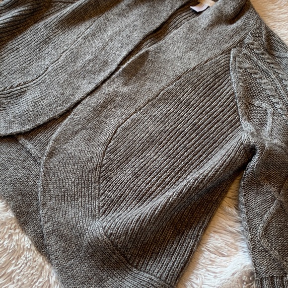 Chico's Gray Wool Blend Open Cardigan Soft Cable Knit Sweater - Picture 13 of 16
